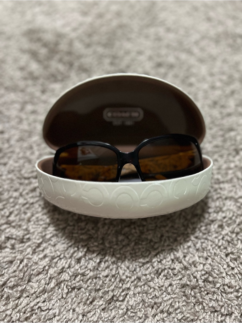 Women’s cmCoach Black Sunglasses with White Embossed Case